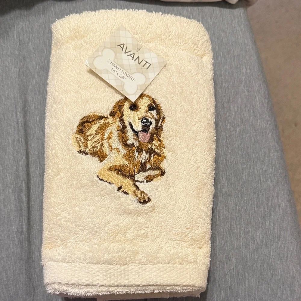 Avanti Cream Dog Embroidered Pet Towel